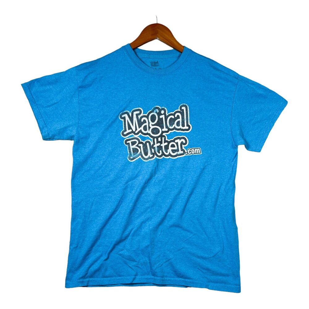 Men's Magical Butter Machine Eat To Treat Blue 420 Weed Rare T Shirt sz M